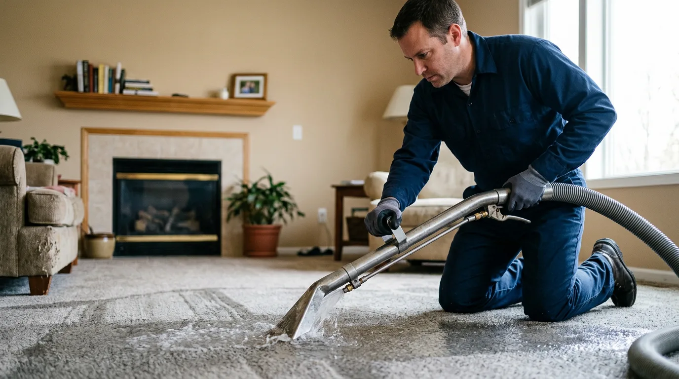 Water damage restoration technician working near Pomona, CA